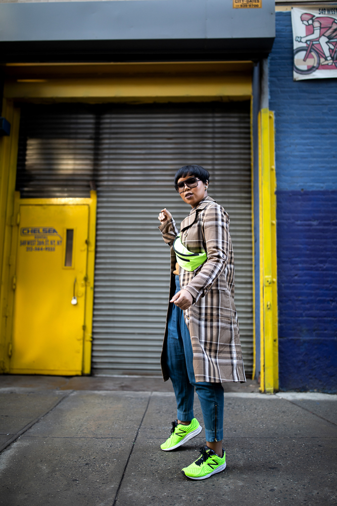 NYFW Look Featuring Plaid and Neon